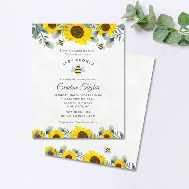 Sweet as Can Bee Sunflowers Baby Shower Invitation (Creator Uploaded)