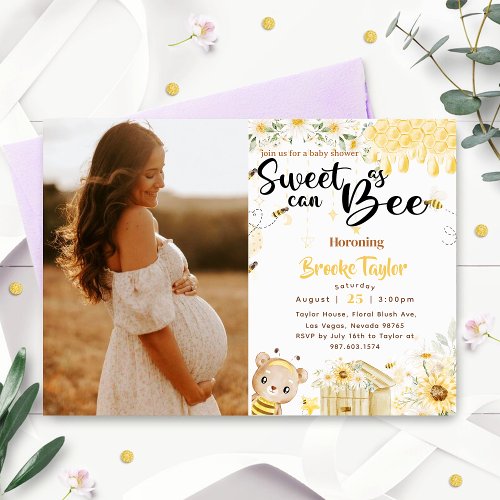 Sweet As Can Bee Sunflowers Photo Invitation