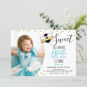 Sweet as can Bee Third Birthday Party Photo Invitation (Standing Front)