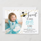 Sweet as can Bee Third Birthday Party Photo Invitation (Front)