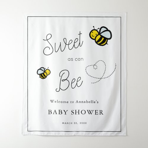 Sweet as can Bee White Baby Shower Tapestry