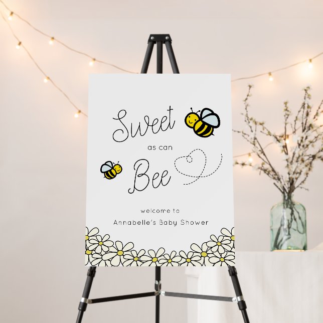 Sweet as can Bee White Baby Shower Welcome Foam Board (In Situ (Stand))