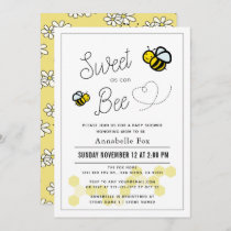 Sweet as can Bee White Yellow Baby Shower Invitation