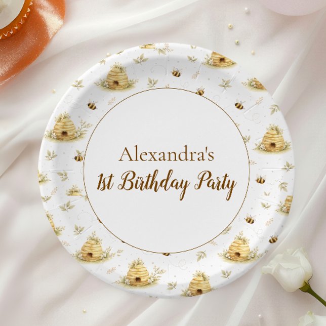 Sweet As Can Bee Wild One Birthday Paper Plates (Creator Uploaded)