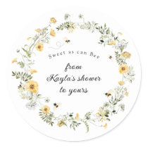 Sweet as can Bee Wildflower Baby Shower Sticker