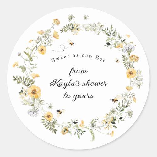 Sweet as can Bee Wildflower Baby Shower Sticker