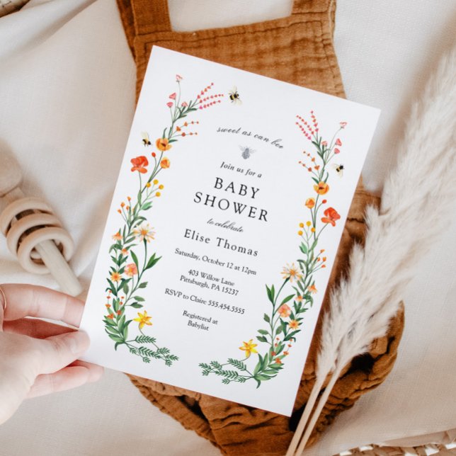 Sweet as Can Bee Wildflower Garden Baby Shower  Invitation (Creator Uploaded)