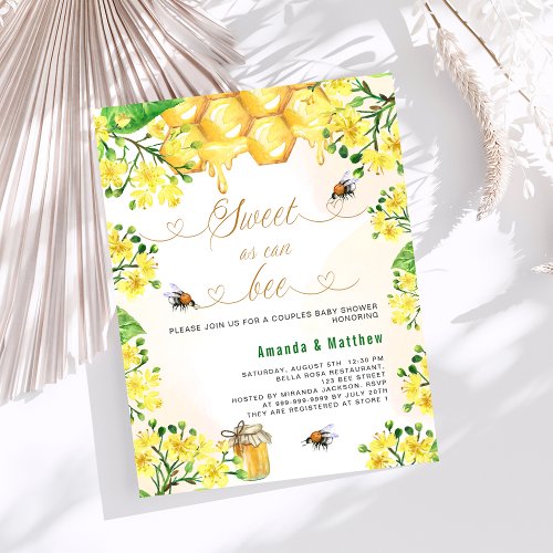 Sweet as can bee yellow floral budget Baby Shower