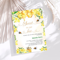 Sweet as can bee yellow florals Baby Shower Invitation