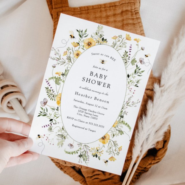 Sweet as Can Bee Yellow Flowers Baby Shower  Invitation (Creator Uploaded)