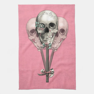 HUNTGIRL GIFTS Sugar Skull Day of The Dead Kitchen Towel and Magnets Set