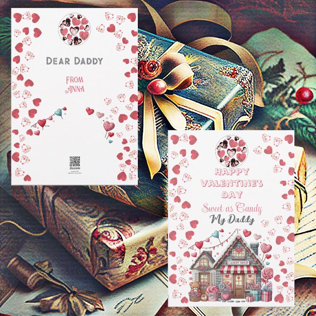 Sweet As Candy My Daddy Loving Heart Valentine Day Holiday Card (Sweet As Candy My Daddy Loving Heart Valentine Day Holiday Card)