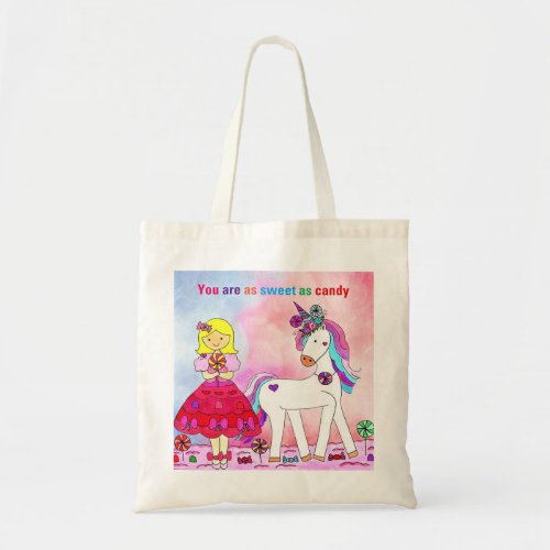 Sweet as Candy Princess  Unicorn Tote Bag