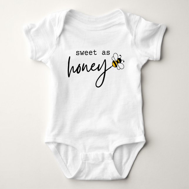 Sweet as Honey Cute Bee Minimalist Script Baby Bodysuit (Front)