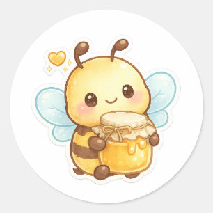 Sweet as Honey Cute Cartoon Bee Classic Round Sticker