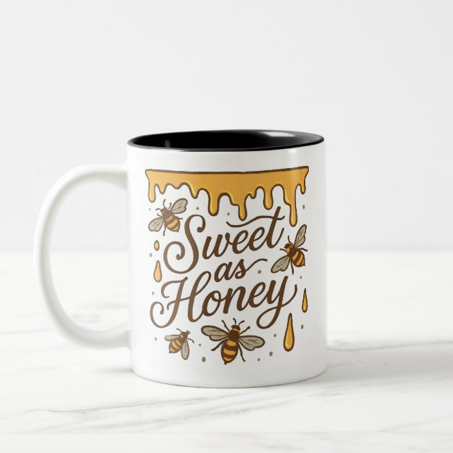 Sweet as Honey Rustic Quote Two-Tone Coffee Mug (Left)