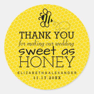 Sweet As Honey Wedding Guest Favor Thank You Classic Round Sticker