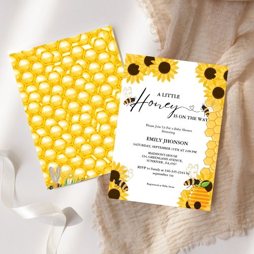 Sweet as it can bee a little honey baby shower invitation