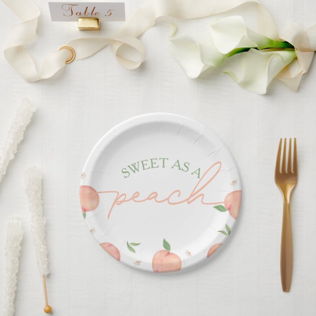 Sweet As Peach Birthday Paper Plates (Wedding)