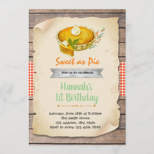 Sweet as pie party birthday invitation