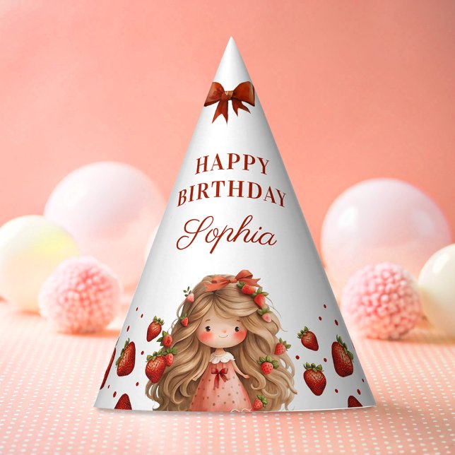Sweet As Strawberry Girl Happy Birthday Party Party Hat (Creator Uploaded)