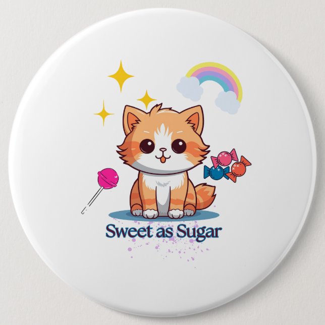 Sweet as Sugar Cat- Button (Front)