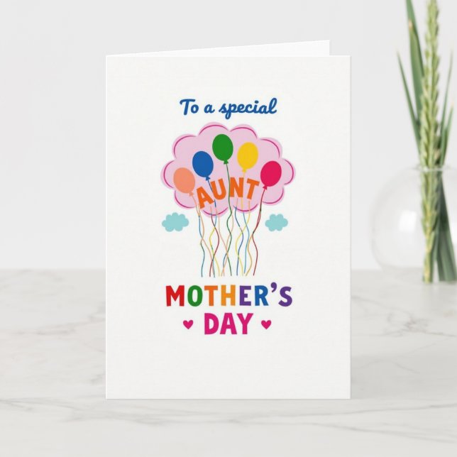 Sweet Aunt Mothers Day Balloons Card (Front)