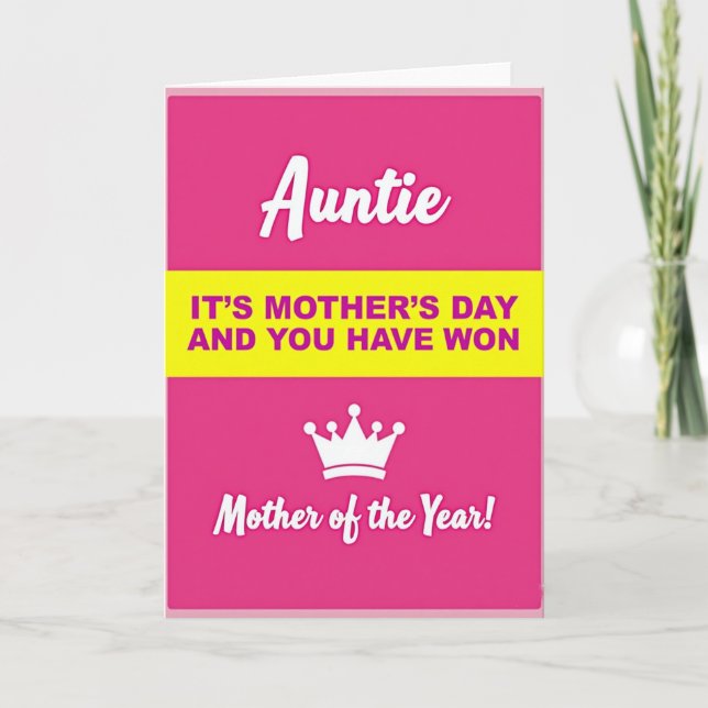 Sweet Auntie Mothers Day Crown Card (Front)