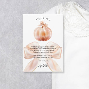 Sweet Autumn Bow Little Pumpkin Baby Shower Thank You Card