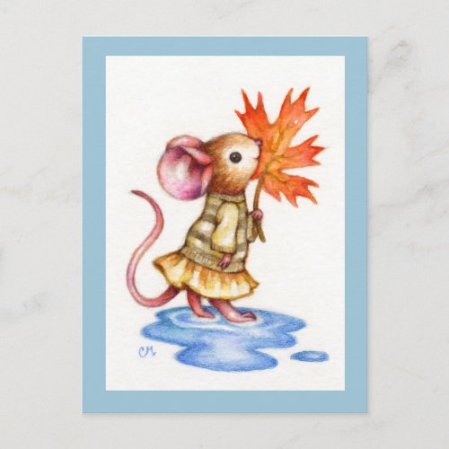 Sweet Autumn - Cute Mouse Art Postcard