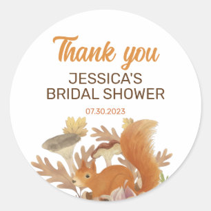 Sweet Autumn Squirrel Fall Season Bridal Shower Classic Round Sticker