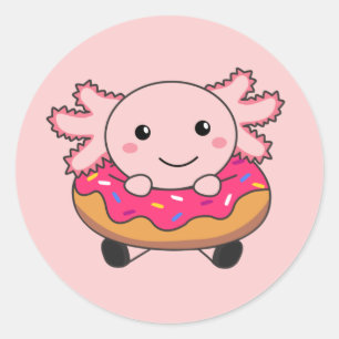 Sweet Axolotl Candy Law Donut Pink Classic Round S Sticker