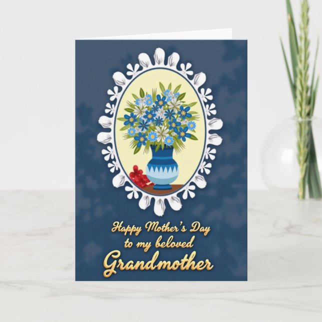 Sweet Azure Vase Mothers Day Card (Front)