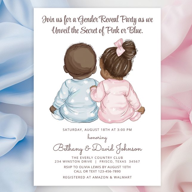 Sweet Babies Pajamas Gender Reveal Party Invitation (Adorable babies in pajamas charming gender reveal invitations. Simply add your event details. )
