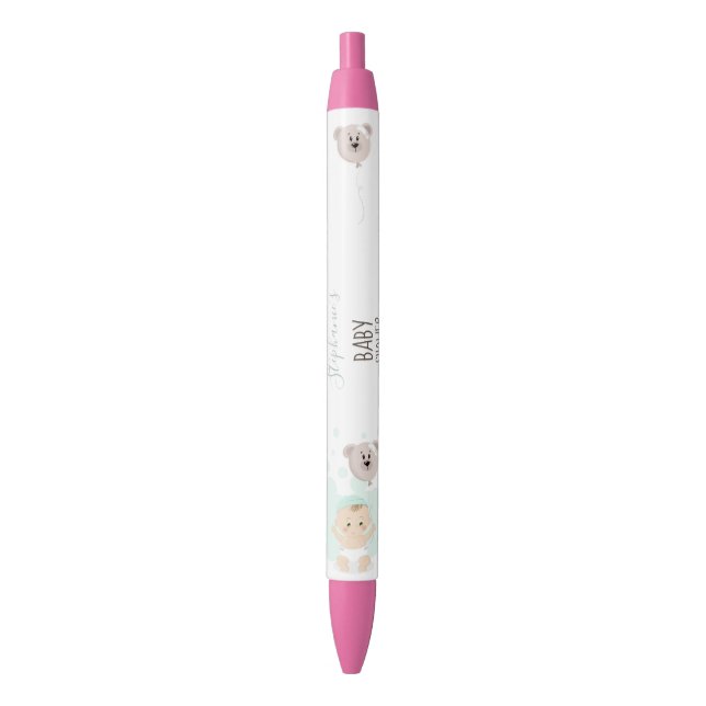 Sweet Baby and Bear Balloon Baby Shower Pen (Front Vertical)