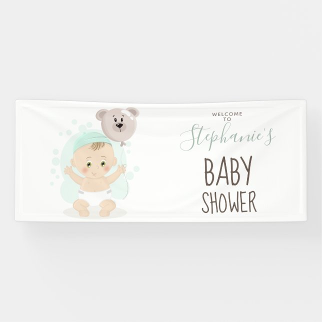 Sweet Baby and Bear Balloon Banner (Horizontal)