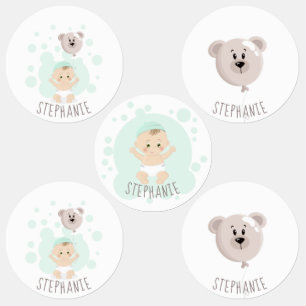 Sweet Baby and Bear Balloon Kids' Labels