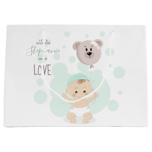 Sweet Baby and Bear Balloon Large Gift Bag