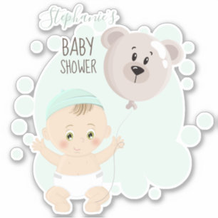 Sweet Baby and Bear Balloon Sticker