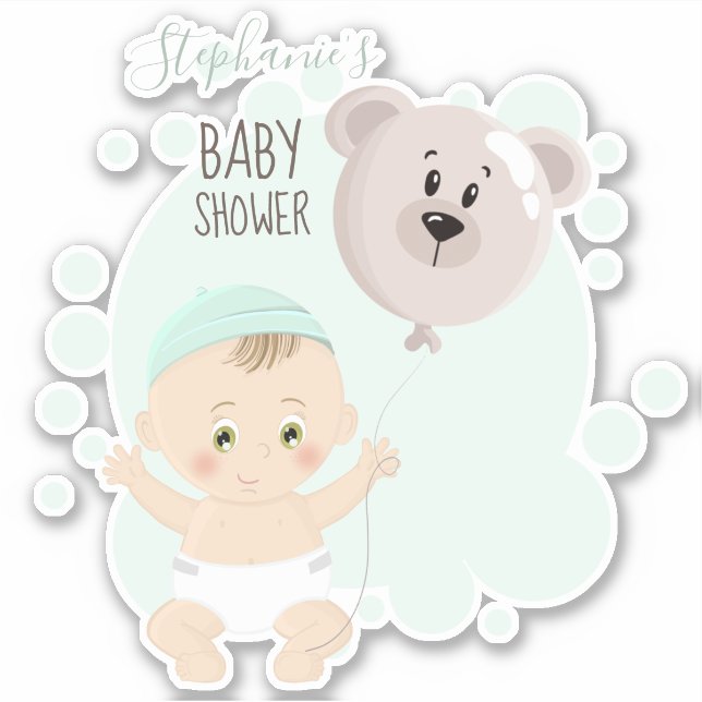Sweet Baby and Bear Balloon Sticker (Front)