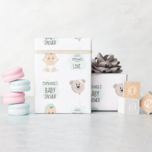 Sweet Baby and Bear Balloon Wrapping Paper