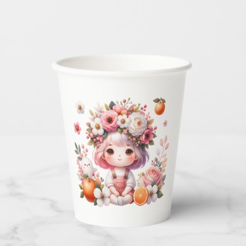 Sweet Baby and Orange Delight Girl Paper Cups