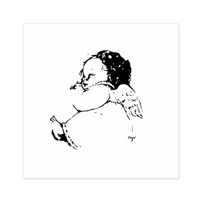 Sweet Baby Angel sleeping in a cloud Rubber Stamp (Imprint)