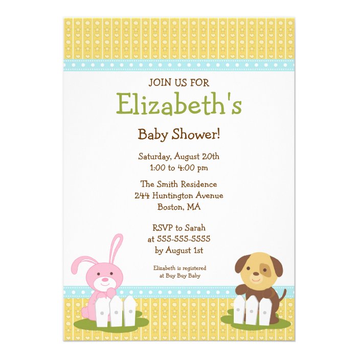 Sweet Baby Animals Baby Shower Invitation