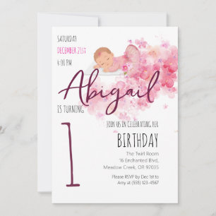 Sweet Baby Ballerina 1st Birthday Girl Pink Invitation