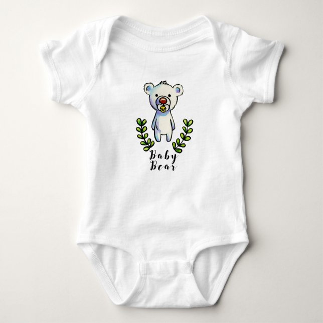Sweet Baby Bear Illustration Baby Bodysuit (Front)