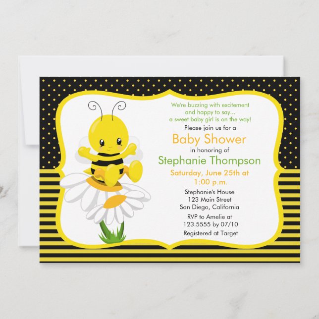 Sweet Baby Bee Baby Shower Invitation (Front)