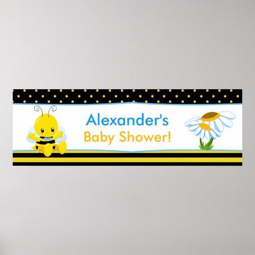 Sweet Baby Bee Boy Baby Shower Banner Poster