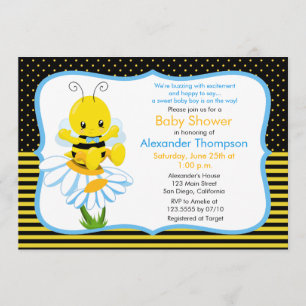 Sweet Baby Bee Boy Baby Shower Invitation