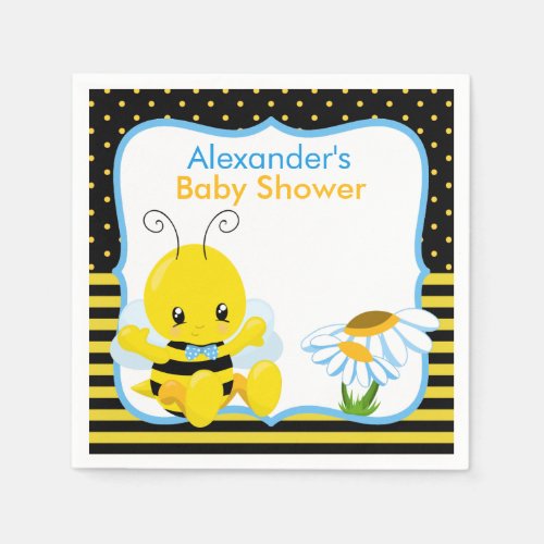 Sweet Baby Bee Boy Baby Shower Paper Napkins